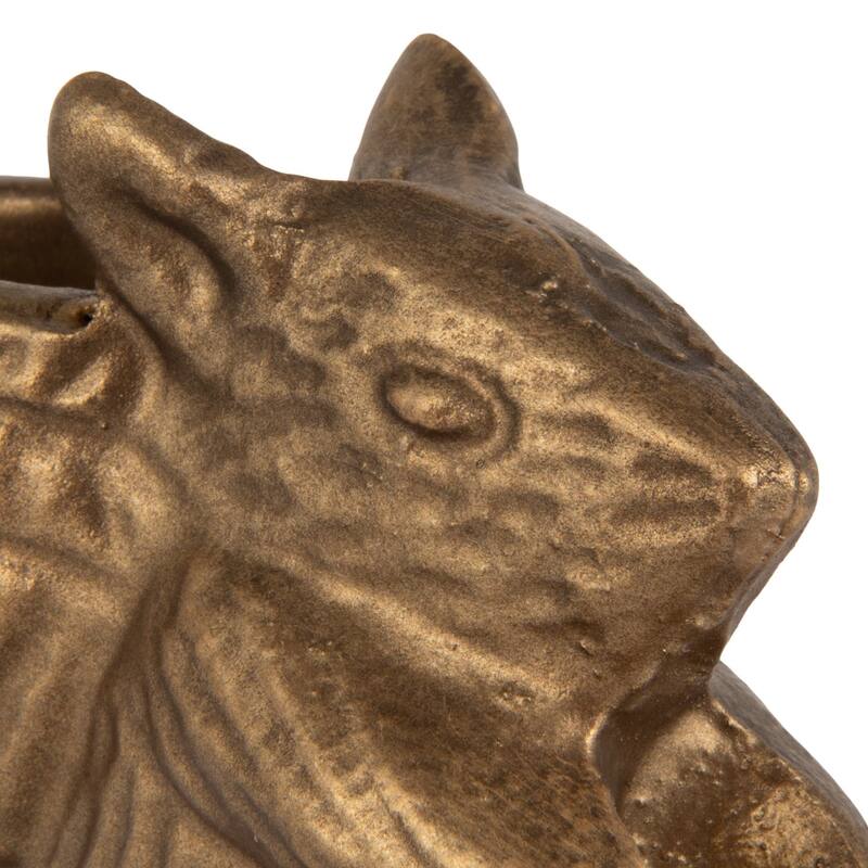 Mouse-on-Leaf Cast Metal Taper Holder - 6.13"L x 3.75"W x 3.38"H