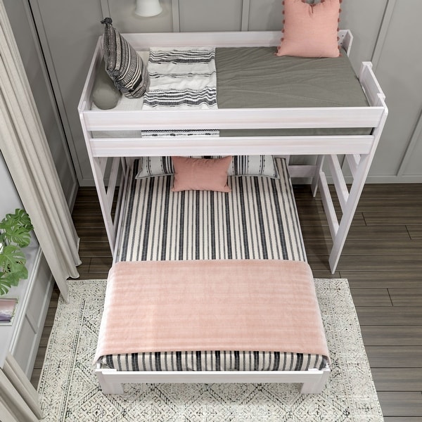 Twin over queen l shaped bunk bed best sale
