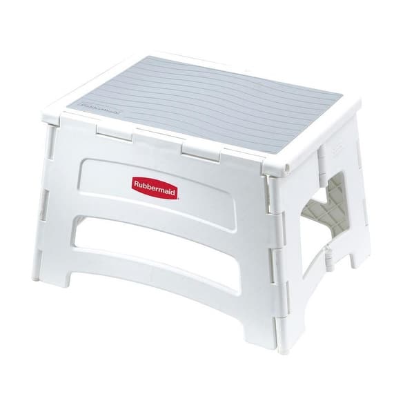 Shop Rubbermaid Rm Pl1w Single Step Plastic Folding Stool 300 Lb Capacity Overstock 24321824