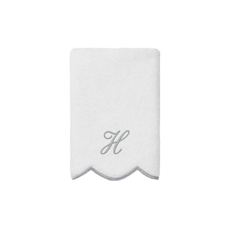 Authentic Hotel and Spa 100% Turkish Cotton Grey ADORNIA Scallop Personalized 3 Piece Towel Set - 3 Piece Set