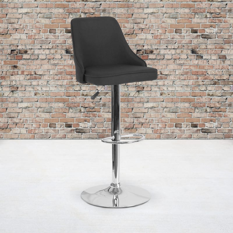 Modern Height-adjustable Chrome Barstool - 18"W x 19"D x 35.75" - 44.25"H - 18"W x 19"D x 35.75" - 44.25"H - Black Fabric