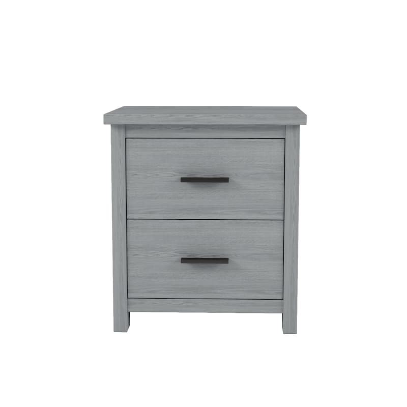 Dark Walnut Vintage Nightstand with Two Spacious Drawers, Simple & Modern Design