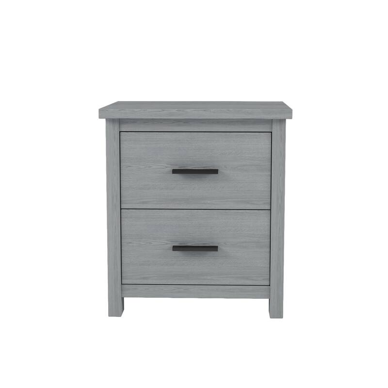 Vintage Two Drawer Bedside Table, Wooden Original Texture Nightstand with Large Storage Space for Bedroom Livingroom