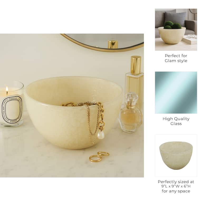 Modern Textured Glass Decorative Bowl - Home Decor - 9" - 9.0"