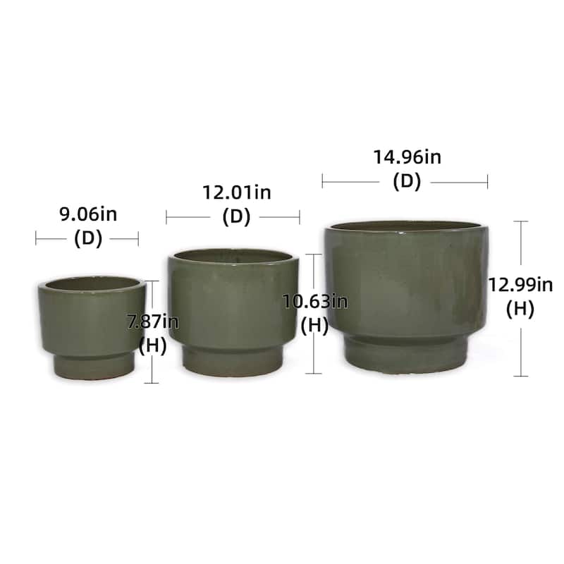 3 Pieces Ceramic Flowerpot, Modern Planter for Patio, Garden or Windowsills