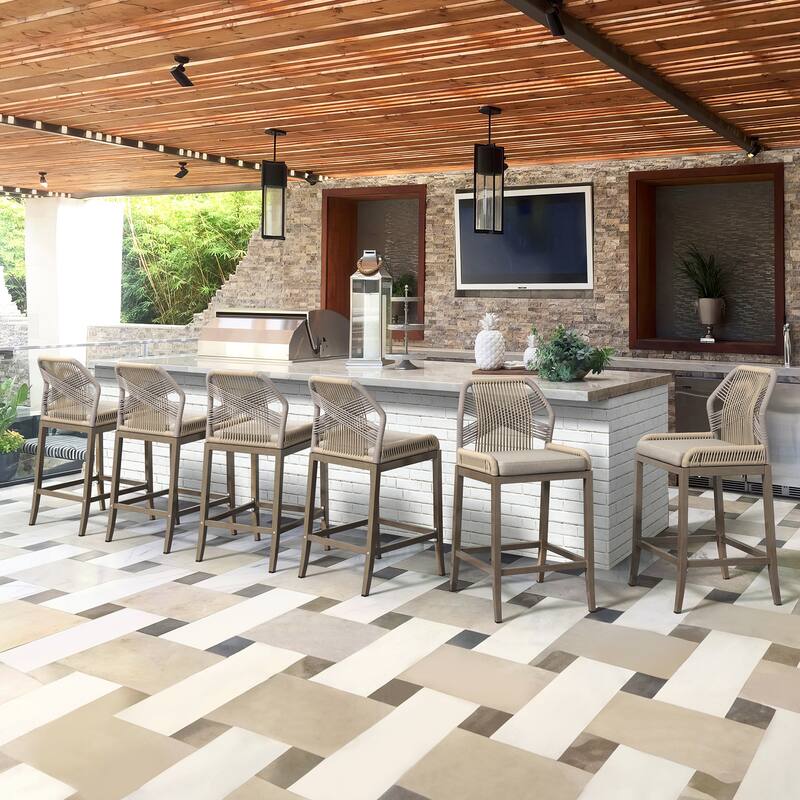Modern Aluminum Counter Height Bar Stools, Upholstered Counter Stools with Back - 27.5"H