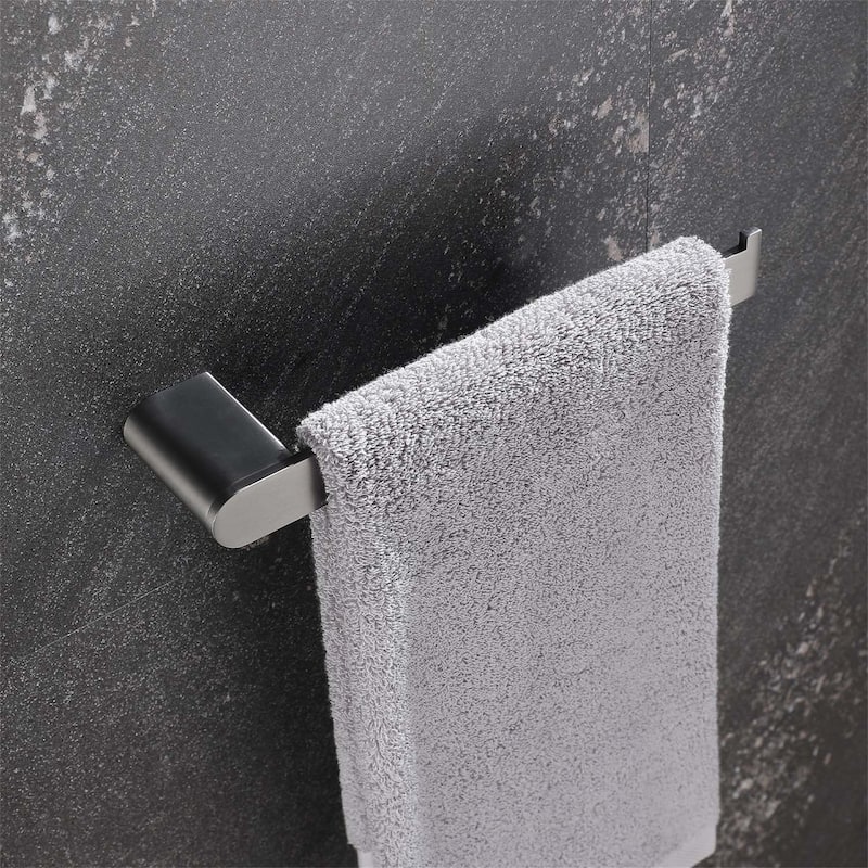 5 Piece Bathroom Hardware Set Grey Bathroom Accessories Set Wall Mount Stainless Steel Towel Holder Bar Set