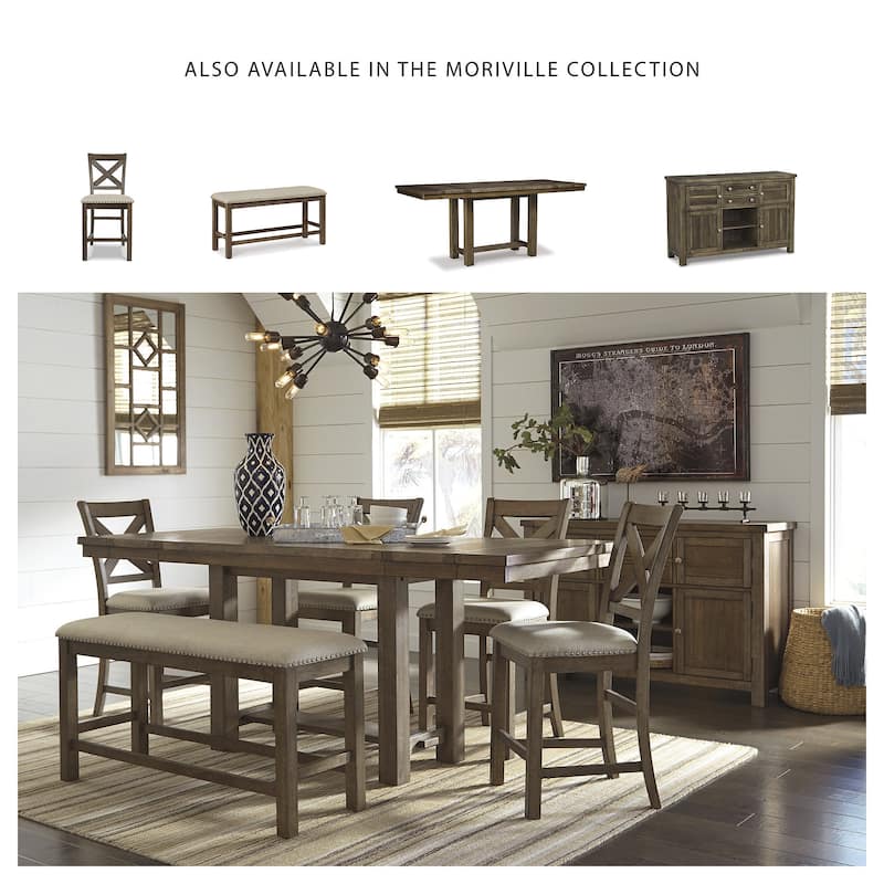 Moriville Counter Height Brown Beige Stool (Set of 2) - 19.5" W x 24.38" D x 41.5" H