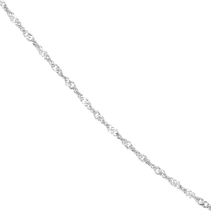 Curata 10k White Gold 1.4mm Singapore Chain Necklace (Spring Ring)