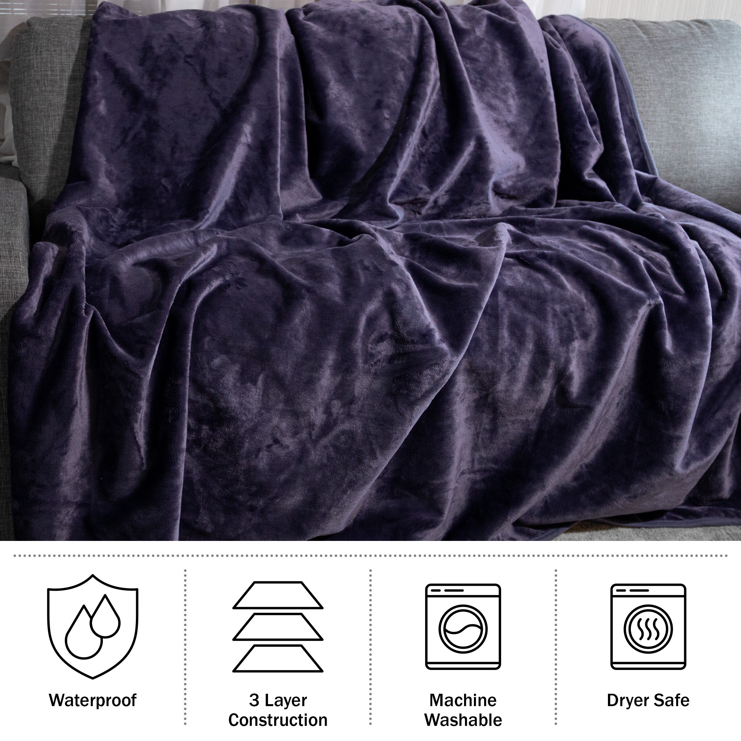 Waterproof Blanket 80x80 King Size Blanket by Lavish Home Green