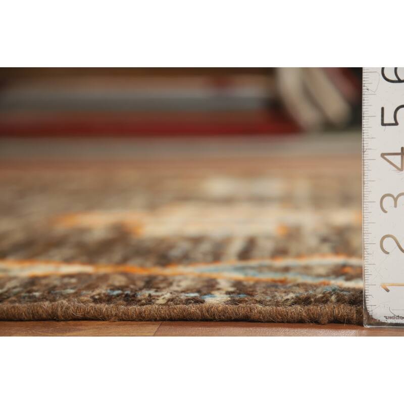 Brown Moroccan Oriental Area Rug Hand-Knotted Wool Carpet - 6'11" x 9'5"