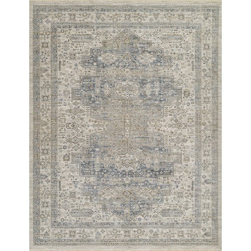 Momeni Georgina Polyester Medallion Traditional Area Rug - Blue - 7'10" X 10'2" - Rectangle