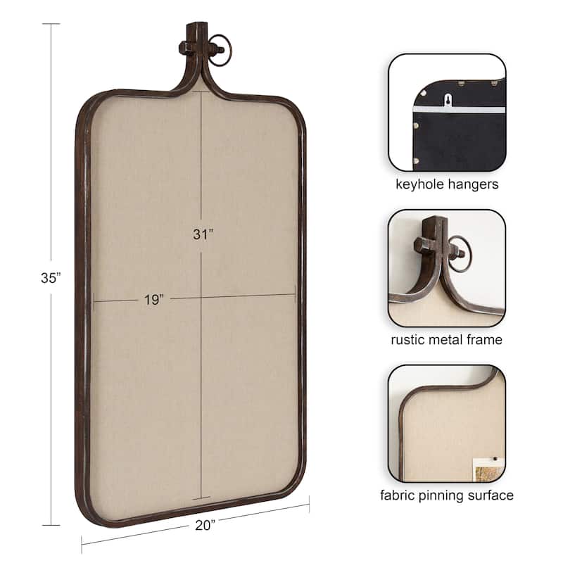 Kate and Laurel Yitro Metal Framed Fabric Pinboard - 20x35