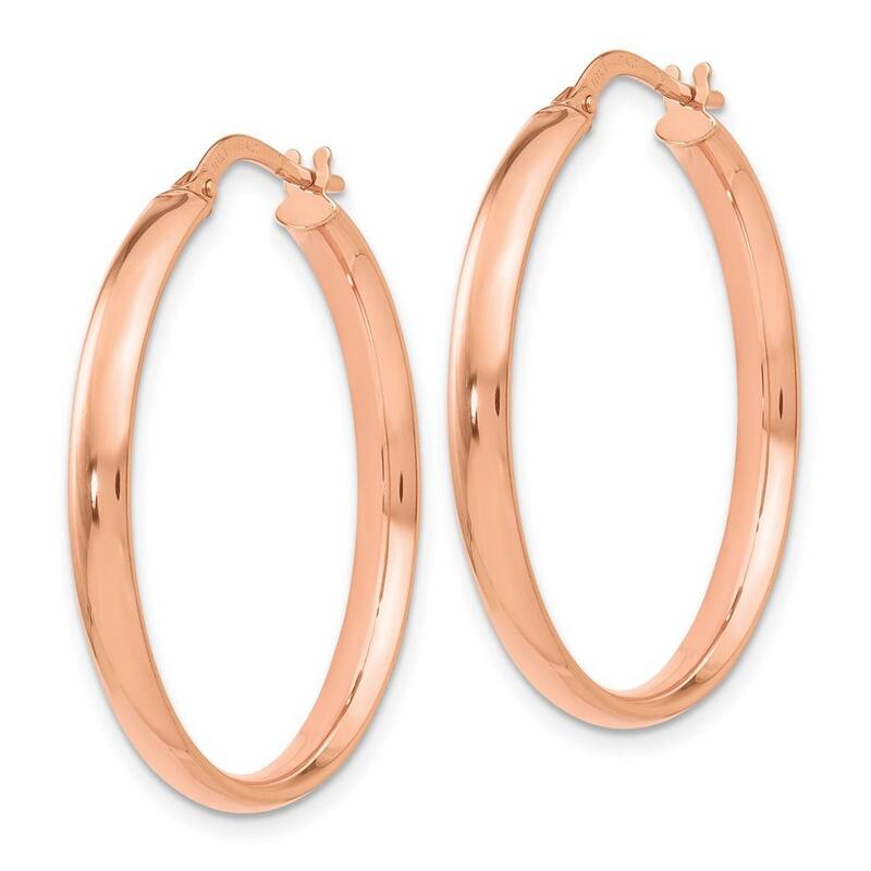 Curata 10k Rose Gold Italian Polished 28x3mm Classic Hoop Earrings
