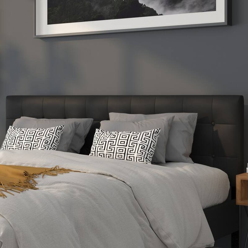 Button Tufted Upholstered Headboard - Black - King