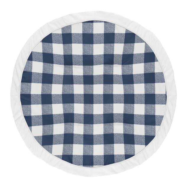 Navy Buffalo Plaid Check Collection Boy Baby Tummy Time Playmat - Blue and White Woodland Rustic Country Farmhouse Lumberjack