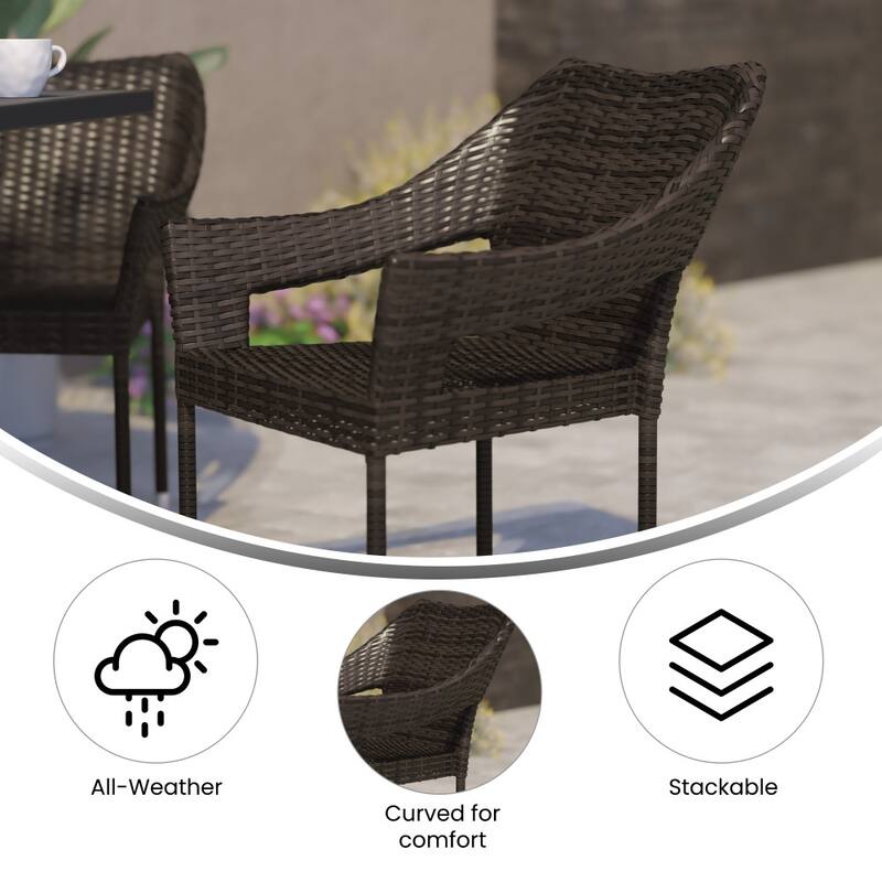 All Weather Commercial Grade PE Rattan Stacking Patio Chairs