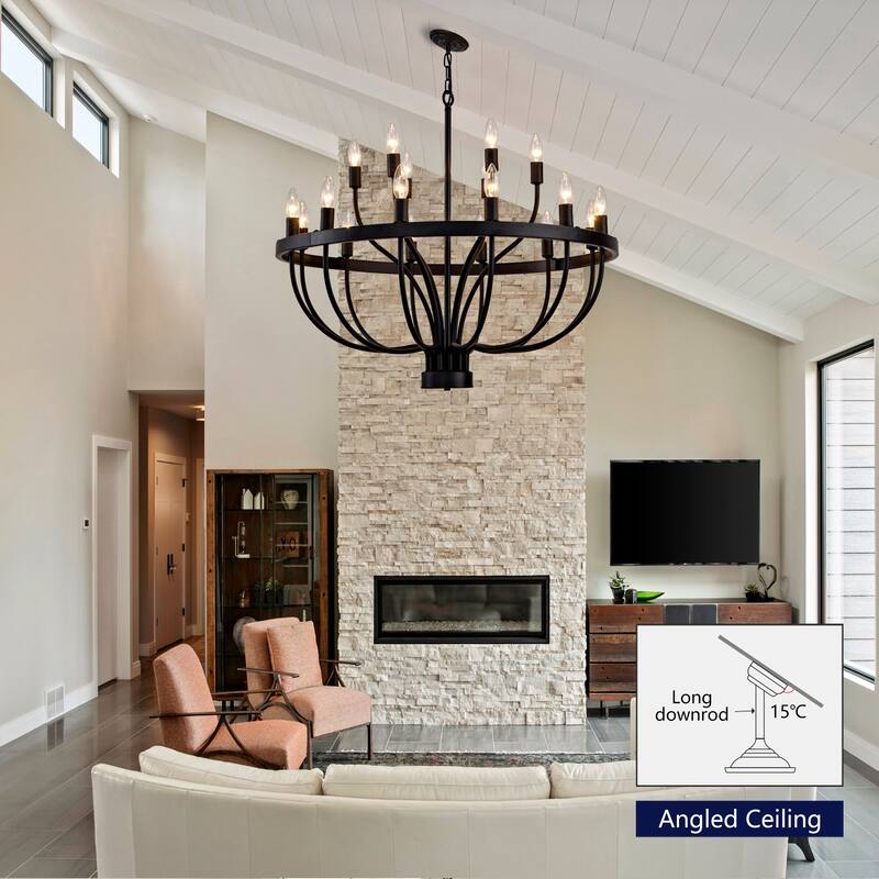 Industrial Chandelier Rustic Vintage 18-Lights Candle Style Chandeliers Light Fixture