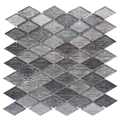 Cosmos Rhombus 12in x 12in Silver Glass Backsplash Wall Tile