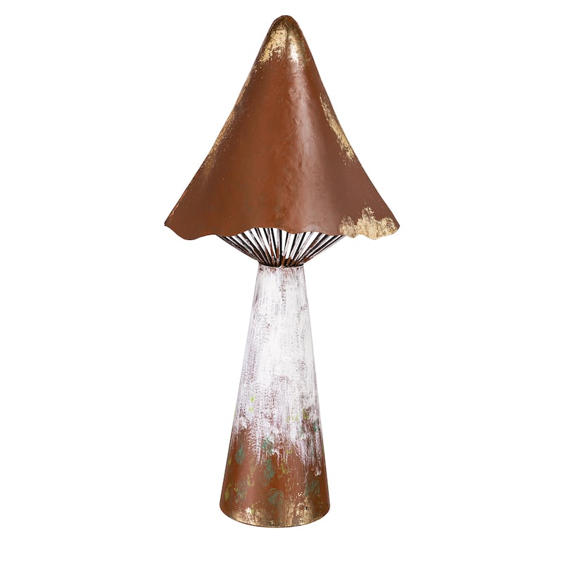 18 in. Printed Metal Mushroom Statuary