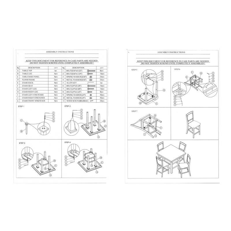 5 Piece Counter Height Dining Set, Table and 4 Chairs, Padded Seats, Gray