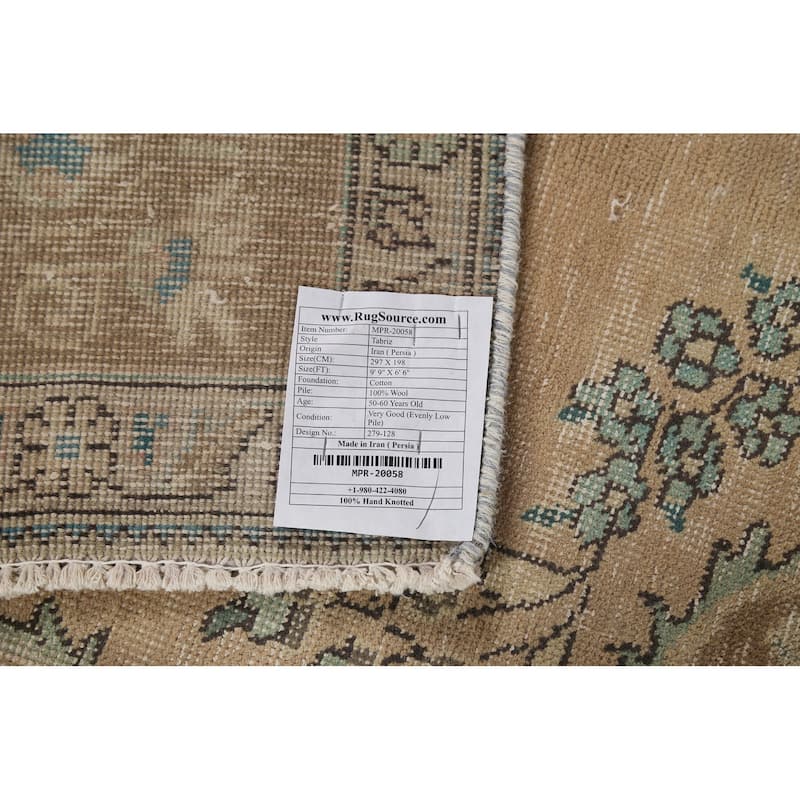 Tabriz Persian Vintage Area Rug Handmade Bedroom Wool Carpet - 6'6"x 9'9"