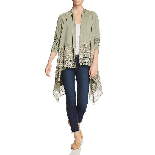 Shop Status By Chenault Womens Cardigan Top Lace Trim Open Front