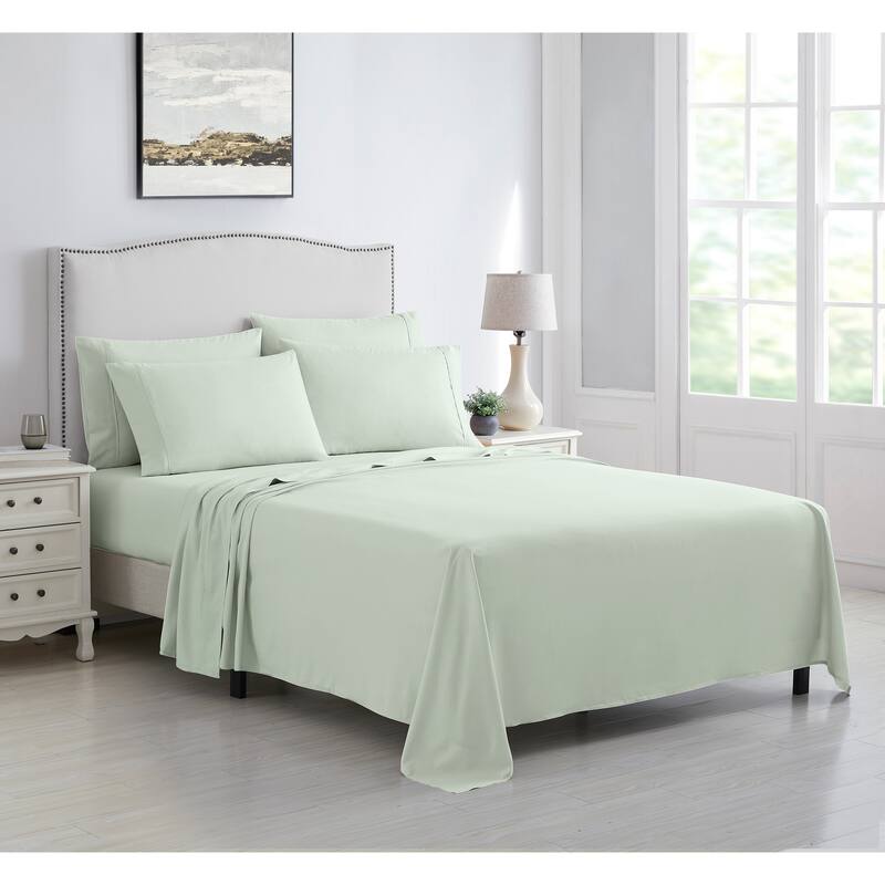 Kathy Ireland 6 Piece Brushed Microfiber Sheet Set - King - Pistachio Green
