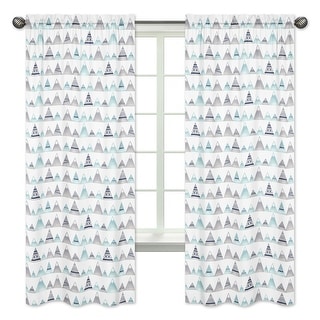 Sweet Jojo Designs Navy Blue, Aqua and Grey Aztec Mountains Collection 84-inch Window Treatment Curtain Panel Pair