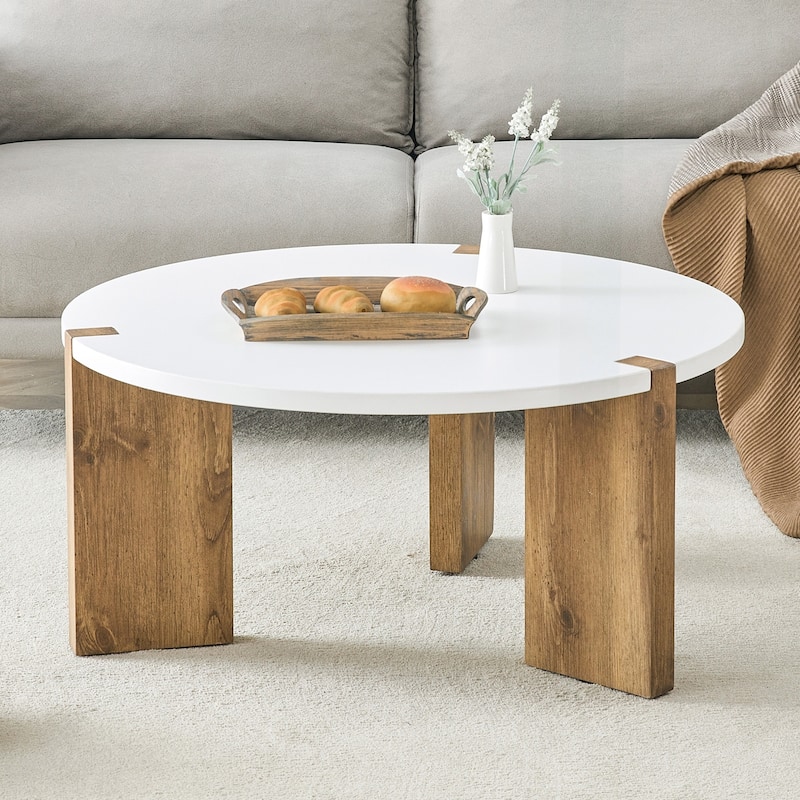 Minimalist Circular MDF Coffee Table with Stable Structure and Embedded Design