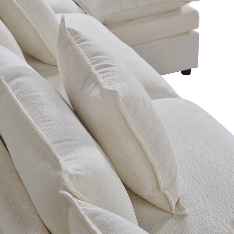 142.52" U-Shaped 6-Seat Sectional Sofa with Convertible Chaise and Ottomans, Spacious Cloud Couch