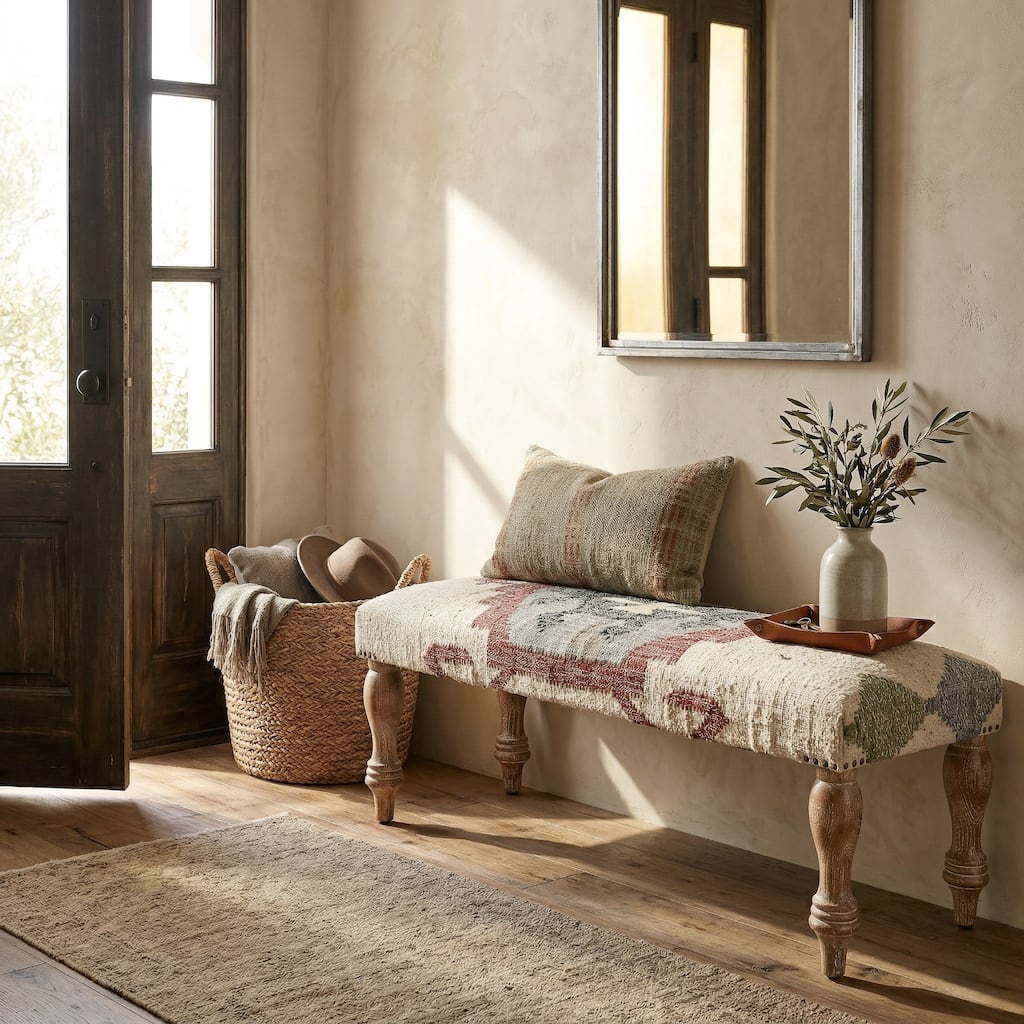 Heave Upholstered Accent Indoor Entryway Bench by Sevita - 47" W x 16" D x 18" H