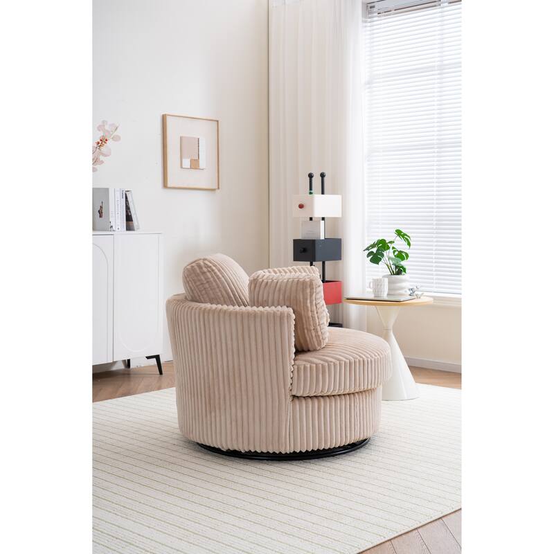 Corduroy Swivel Chair with 4 Pillows
