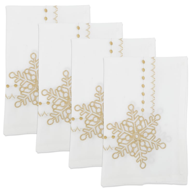 Sophisticated Snowflake Table Napkin with Intricate Embroidery (Set of 4)