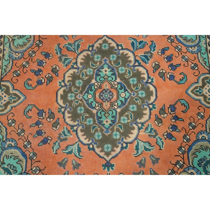 Hand Knotted Oriental 100% Wool Carpet Traditional Floral Oranges & Rust Tabriz Area Rug - 6' 3'' X 4' 5''