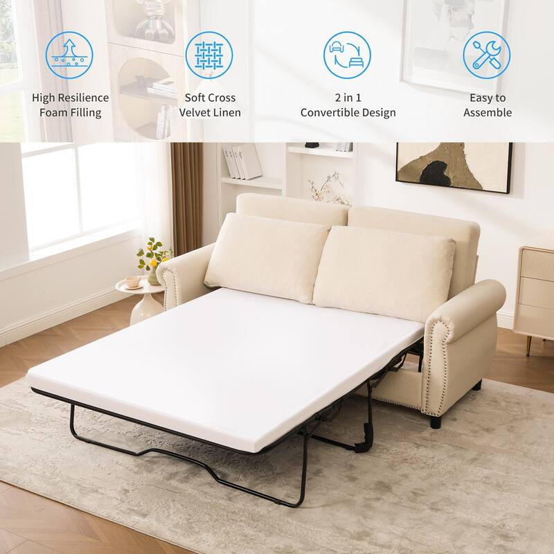 Pull Out Couch with Mattress, Sleeper Sofa Daybed, Upholstery Sectional Loveseat Convertible Sofa Bed