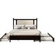 preview thumbnail 1 of 13, Trundle Platform Bed Queen Size Bed Frame and Twin Size Trundle, with Unique Rattan Headboard 2 Storage Drawer, Elegant Espresso Espresso - Queen