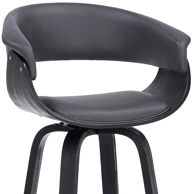 Faux Leather Swivel Counter Bar Chair with Wood Frame and Footrest