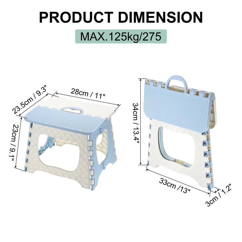9" Folding Step Stool for Bathroom 275 lbs Capacity Indoors/Outdoors - 11 x 9.3 x 9.1inch - Blue