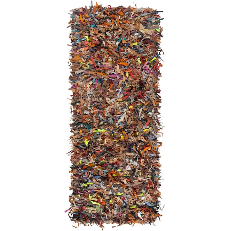 SAFAVIEH Handmade Leather Shag Carlijn Modern Leather Rug