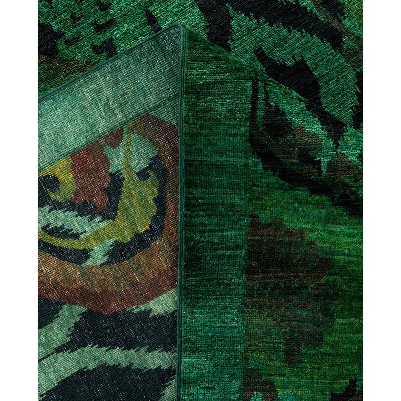 Overdyed One-of-a-Kind Hand-Knotted Square Area Rug - Green - 9' 10" x 10' 3"