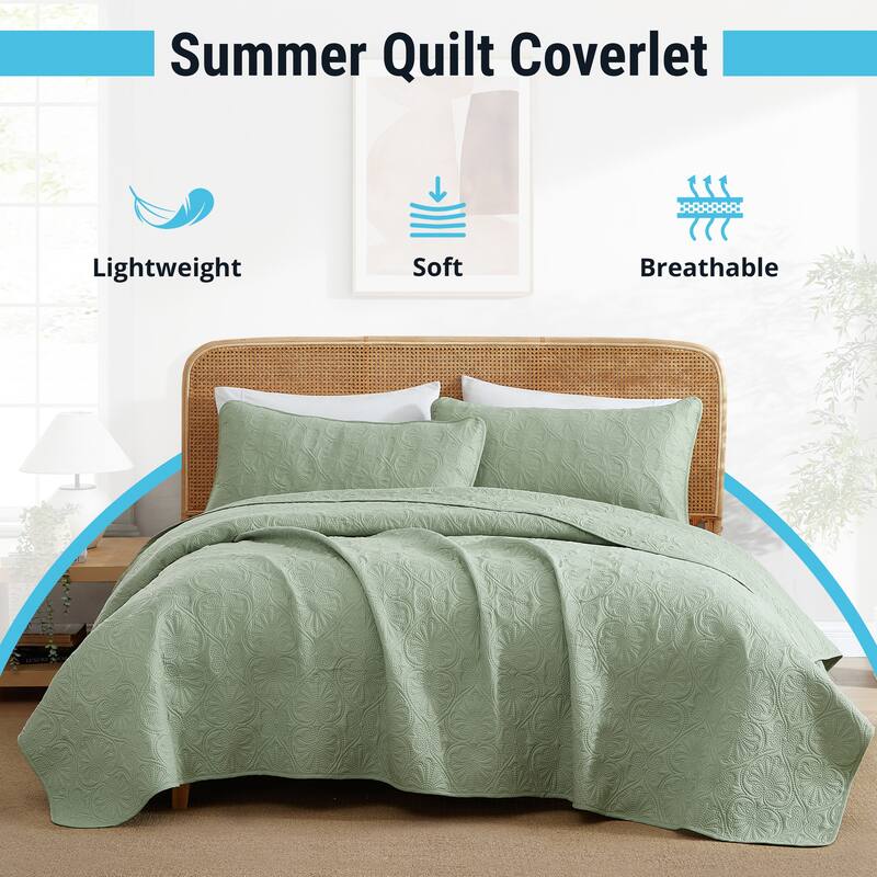 HLC.ME Benji - 3 Piece Size Quilt Set, Lightweight Bedspread Coverlet Set