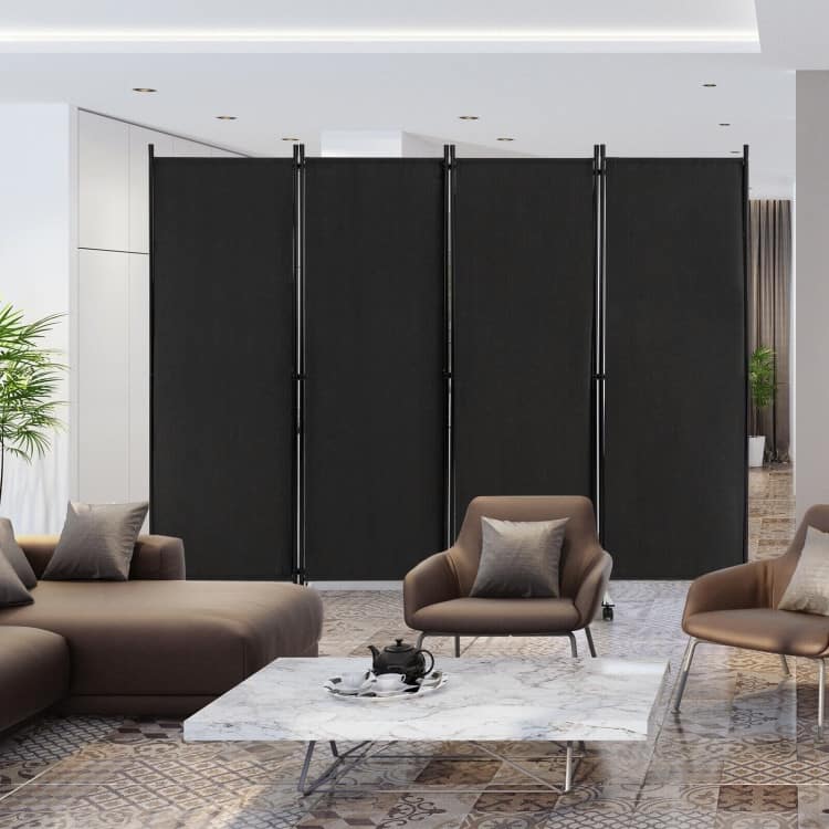 4-Panel Folding Room Divider Rolling Privacy Screen with Lockable Wheels - 89" x 12" x 68" (L x W x H)