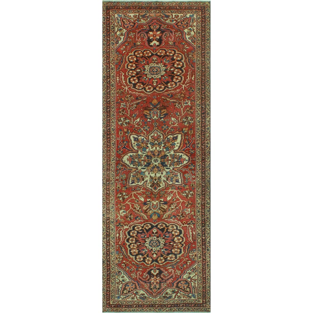 Fine Vintage Heriz My 69 Rust/Charcoal Runner - 3'11" x 11'8"