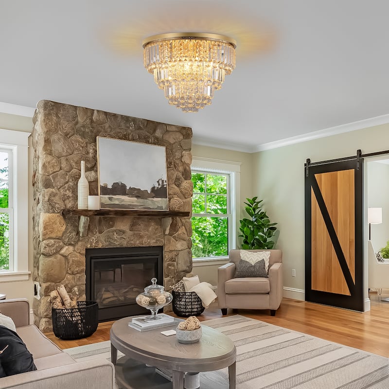 Modern Crystal Pendant Lighting,Round Crystal Chandelier Contemporary Luxury Pendant Ceiling Lighting Fixture for Living Room