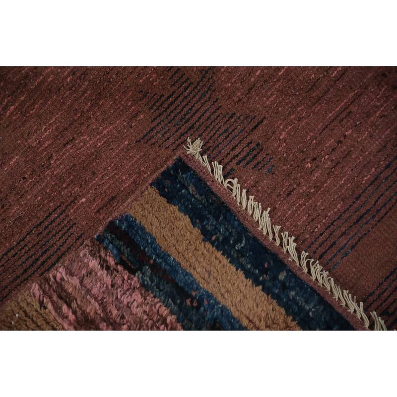 Hand Knotted Oriental 100% Wool Carpet Modern Tribal Pink Moroccan Area Rug - 9' 8'' X 6' 8''