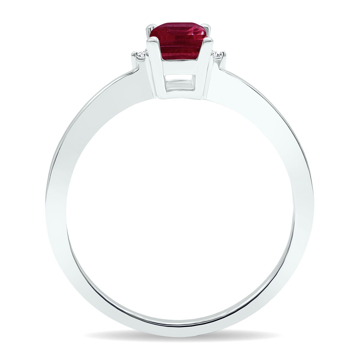 Women's Ruby and Diamond Classic Band in 10K White Gold