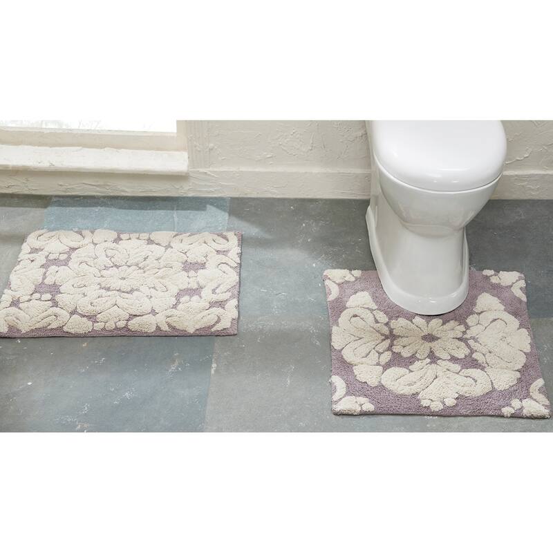 Better Trends Medallion Collection 100% Cotton 2-Pc Set Bathroom Rugs-Soft & Super Absorbent, Non-Skid Latex, Machine Washable