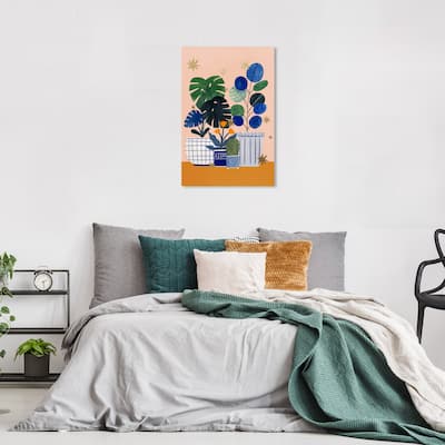 Wynwood Studio Canvas Floral and Botanical Starry Plants Blue and Modern & Contemporary Wall Art Canvas Print