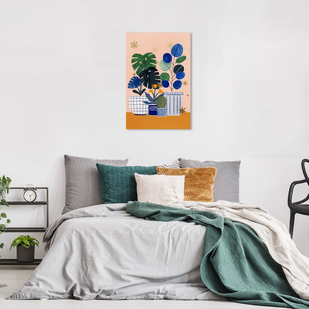 Wynwood Studio Canvas Floral and Botanical Starry Plants Blue and Modern & Contemporary Wall Art Canvas Print